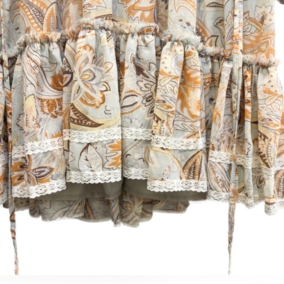 Saints & Hearts Western Boho Floral Mini Dress Ruffle Tiered Lace Trim Size S - Picture 6 of 10